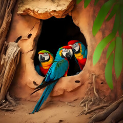 Wall Mural - Macaw - Exotic Parrot Generative AI