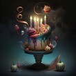cake with candle gothic dark night 