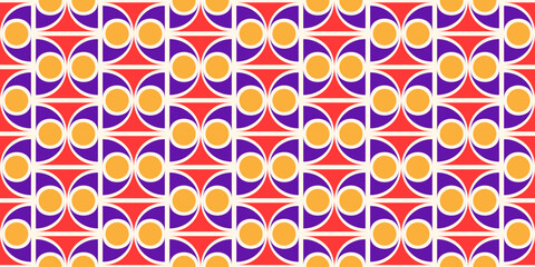Poster - Abstract retro seamless pattern. Decorative ornament background in 60s or 70s style. Vintage geometric design for wallpapers, textile, fabric. Vector texture backdrop 