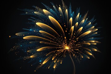 Wall Mural - gold and dark blue fireworks in new year eve. new year celebration concept. gold-dunkelblaues feuerw