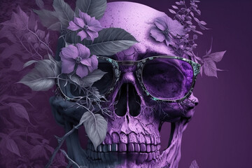 Wall Mural - purple skull art