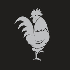 Wall Mural - Vector of a cock design on black background. Farm Animals.