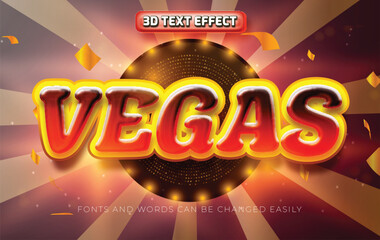 Wall Mural - Vegas shiny 3d editable text effect style