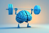 Fototapeta  - Intellectuals and Exercise: Brain with Barbells!. Photo generative AI