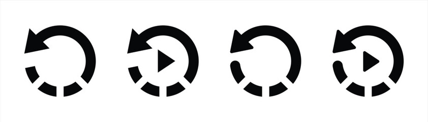 Fototapete - replay icon set. circular arrow icon. replay video button icon sign symbol, vector illustration