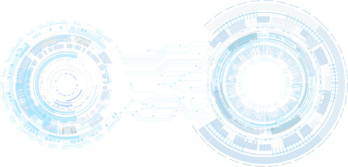 Fototapete - Abstract blue computer technology background with circuit board and  circle tech.illustration for elements