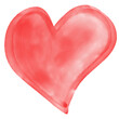 hand-painted watercolor red heart illustration translucent background, PNG
