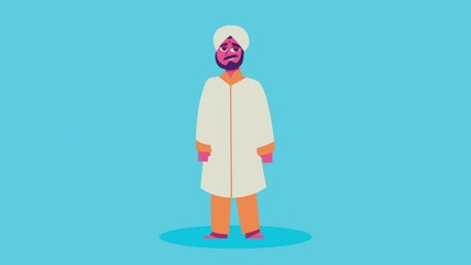 Canvas Print - man indian culture character animation