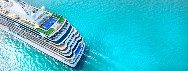 Wall Mural - stern of cruise ship, cruise liners beautiful white cruise ship above luxury cruise in the ocean con
