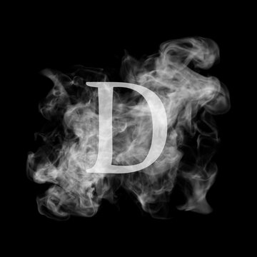 Smoke effect gray alphabet on black background, design for your business.