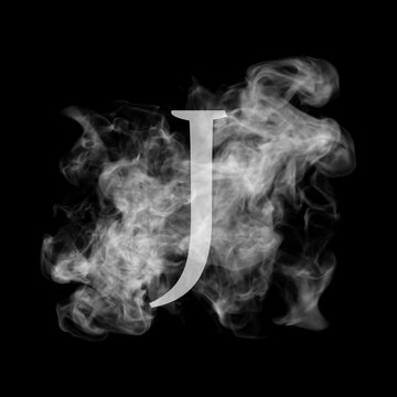 Smoke effect gray alphabet on black background, design for your business.