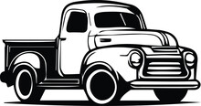 Vintage Pickup Truck Logo Monochrome Design Style

