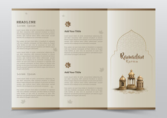 islamic greeting ramadan kareem brochure design with lanterns