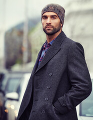 Poster - Hes all dressed up for winter. A handsome young man in winter attire.
