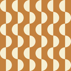 Wall Mural - Trendy geometric seamless pattern with beige  semicircles on a brown background. Modern abstract monochrome background. Vector illustration
