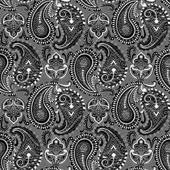 Wall Mural - Paisley Ethnic Floral Hand Drawn Seamless Pattern