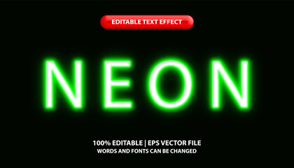 Wall Mural - Green neon light effect, editable text effect style