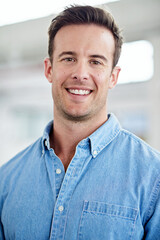 Poster - Success is my motivation. Portrait of smiling man in a casual work environment.