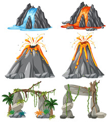 Wall Mural - Erupting Volcano Vector Set