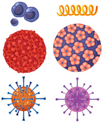 Wall Mural - Set of virus and bacteria icons