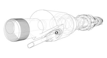 Sticker - Outline drawing or sketch of cylindrical device