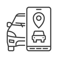 Poster - Car Rental App vector Car and Smartphone concept thin line icon