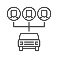 Poster - Carsharing or Car Sharing vector concept linear icon or sign