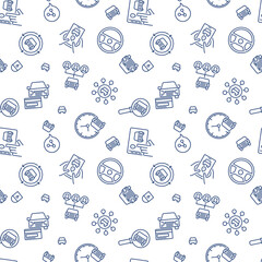 Poster - Carsharing seamless background - vector Car Rental outline pattern