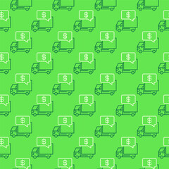 Poster - Delivery Price vector Truck concept green line seamless pattern