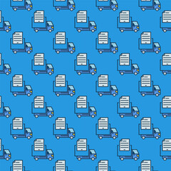 Poster - Delivery Truck Report vector colored seamless pattern