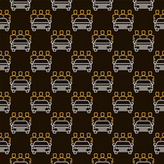 Poster - People with Car vector Car Sharing outline dark seamless pattern