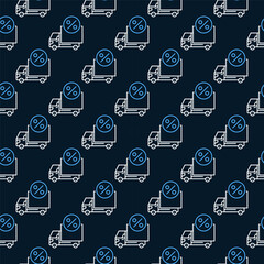 Poster - Percent and Delivery Truck vector Discount dark line seamless pattern