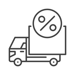 Poster - Percent and Delivery Truck vector Discount concept linear icon