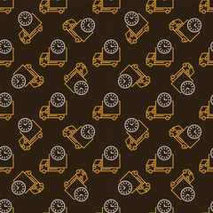 Poster - Truck with Clock vector Delivery Time concept line seamless pattern