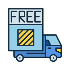 Poster - Truck with Free Delivery concept vector colored icon or sign