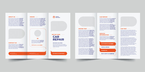 Wall Mural - Car Repair trifold brochure template. A clean, modern, and high-quality design tri fold brochure vector design. Editable and customize template brochure