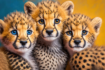 Poster - Cute cheetahs background, generative AI