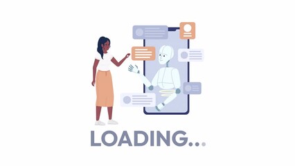 Fototapete - Animated AI assistant loader. Administrative service. Flash message 4K video footage. Color isolated loading wait-animation indicator with alpha channel transparency for web design, social media