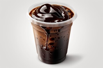 Wall Mural - On a white background, a takeout cup of cold brew coffee is shown. including the clipping path. Generative AI