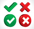 © anson_adobe - 3D vector Correct check mark and Wrong cross mark, yes or no icons set