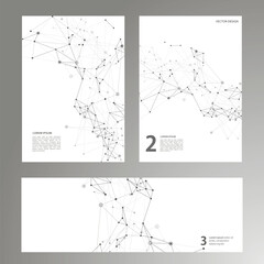 Aufkleber - Brochure template layout design. Abstract geometric background with connected lines and dots. Technology polygonal cover