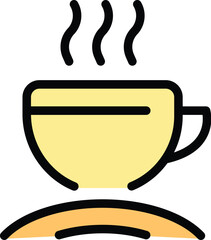 Poster - Solarium hot coffee cup icon. Outline Solarium hot coffee cup vector icon for web design isolated on white background color flat