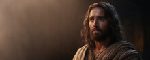 A Portrait Of Jesus Christ. Son Of Man. Banner 5:2. Generative AI