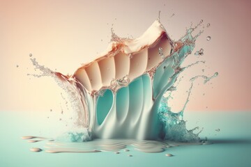 Poster - splashing clean water texture over a pastel background. Generative AI