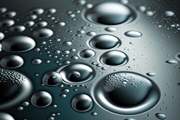 Poster - Drops of water on a metal surface. Generative AI