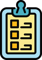 Poster - Clipboard work task icon. Outline Clipboard work task vector icon for web design isolated on white background color flat