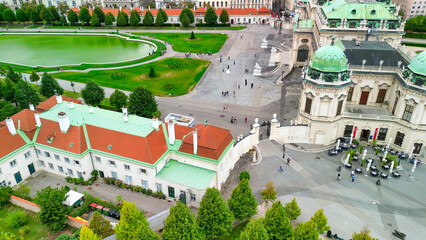 Poster - Aerial view of famous Schloss Belvedere in Vienna, built by Johann Lukas von Hildebrandt as a summer residence for Prince Eugene of Savoy