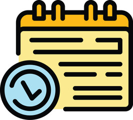 Poster - Task schedule approved calendar icon. Outline Task schedule approved calendar vector icon for web design isolated on white background color flat
