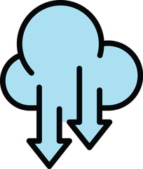 Poster - Cloud backup icon. Outline Cloud backup vector icon for web design isolated on white background color flat