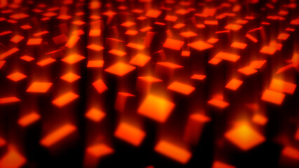 Wall Mural - red and orange blocks - geometric randomize concept - abstract 3d rendering